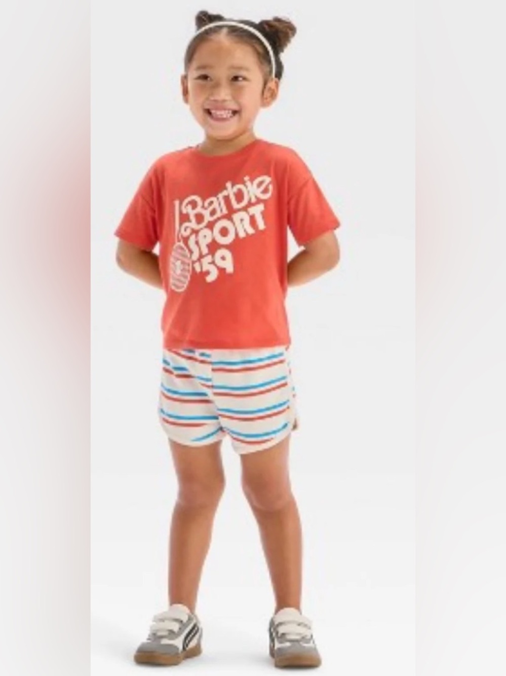 Barbie 59’ Sport Tennis Outfit Red T-shirt And Striped Shorts Size 3T